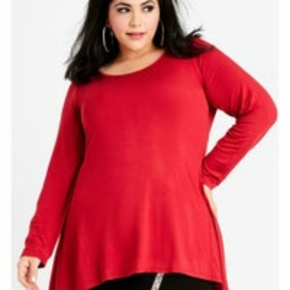 Ashley Stewart Scoop Neck Asymmetric Tunic 22/24